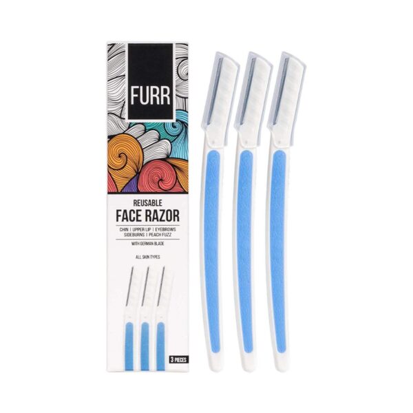 FURR German Blade Reusable Face Razor for Women - Blue, White (3Pcs) - FURR