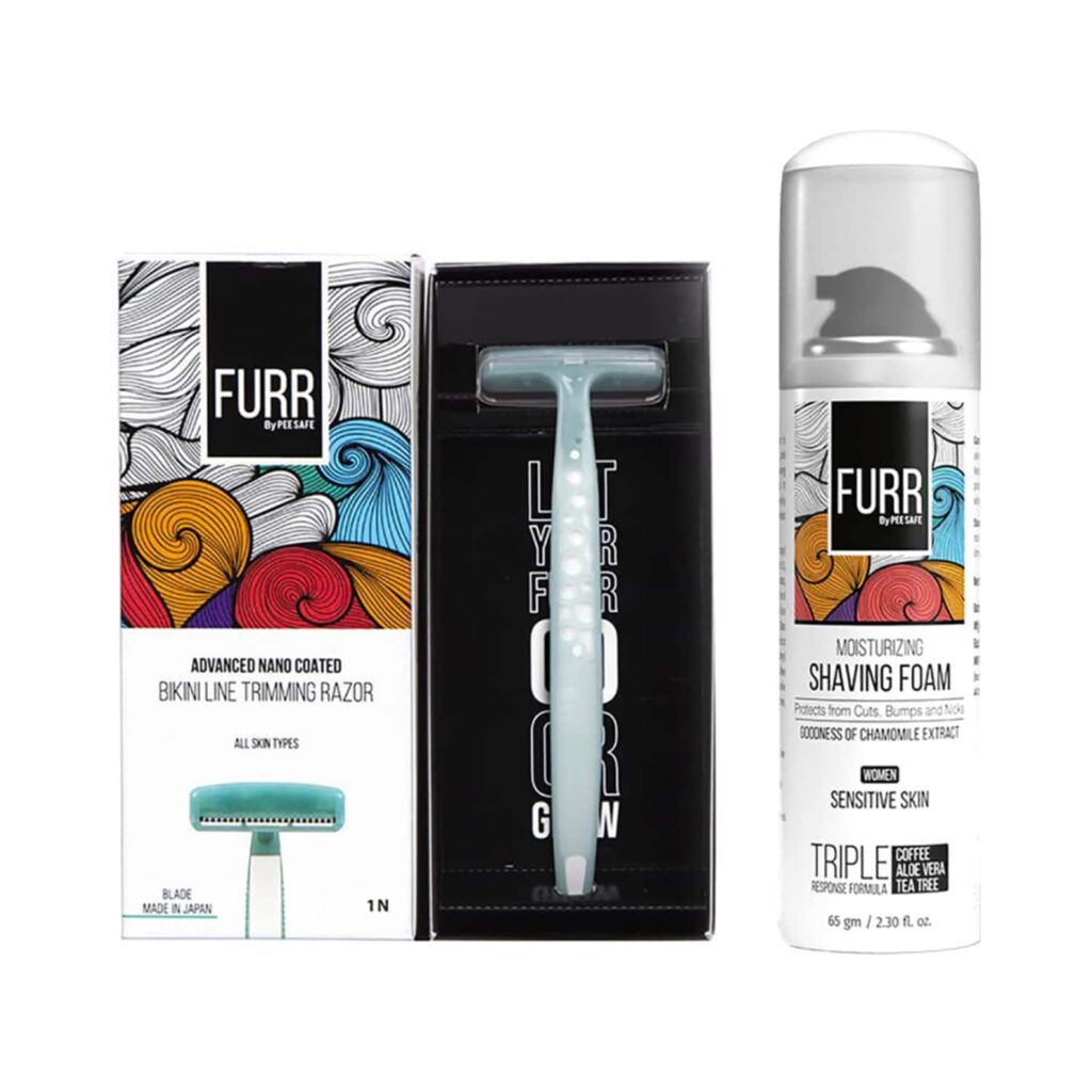FURR Safety Blade Equipped Bikini Line Trimming Razor With Shaving Foam For Women (2pcs) - FURR