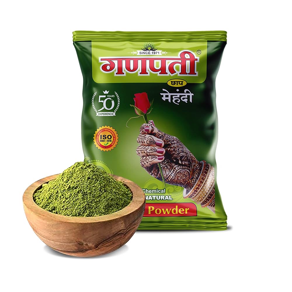 Ganpati chap mehendi 1KG (100gm, 10). Triple refined premium natural henna powder