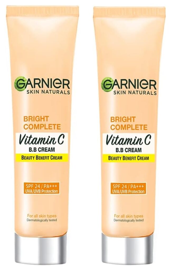 Garnier Bright Complete Vitamin C Full Coverage Bb Cream For All Skin Types 30G & Bright Complete Natural Vitamin C Bb Cream For All Skin Types 18G, Pack Of 1
