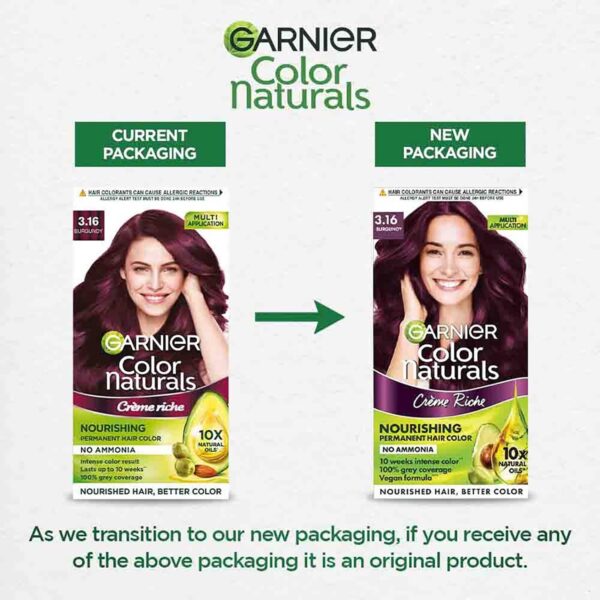 Garnier Color Naturals Creme Hair Color - 3.16 Burgundy (70ml+60g) - Garnier
