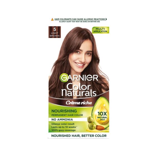 Garnier Color Naturals Creme Hair Color - 5 Light Brown (70ml+60g) - Garnier