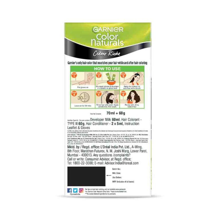 Garnier Color Naturals Creme Hair Color - Shade 1 Natural Black (70ml + 60g) - Garnier