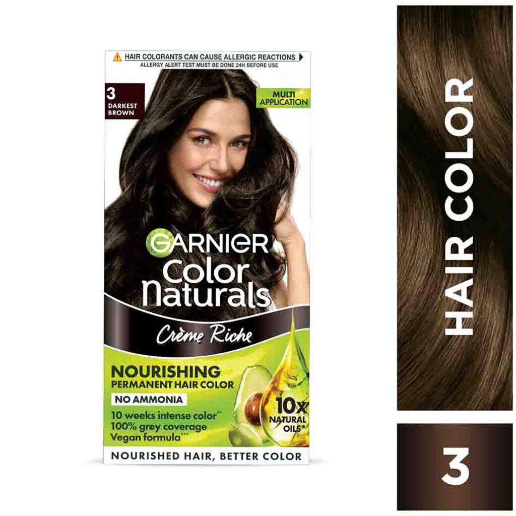 Garnier Color Naturals Creme Hair Color - Shade 3 Darkest Brown (70ml + 60g) - Garnier