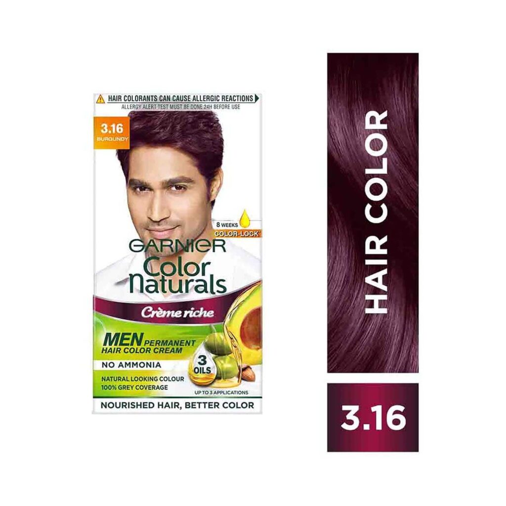 Garnier Color Naturals Creme Rich Hair Color for Men - 3.16 Burgundy (30ml+30g) - Garnier