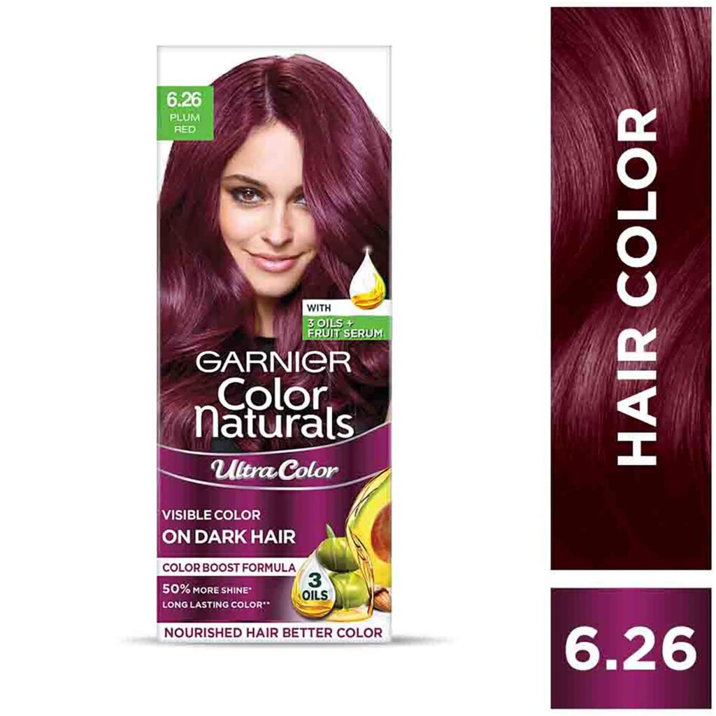 Garnier Color Naturals Creme Riche Hair Color - Shade 6.26 Plum Red (55ml + 50g) - Garnier