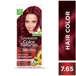Garnier Color Naturals Creme Riche Hair Color - Shade 7.65 Raspberry Red (55ml + 50g) - Garnier