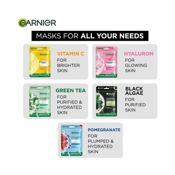 Garnier Skin Naturals Charcoal And Bright Complete Sheet Mask Combo - (5 Pcs) - Garnier