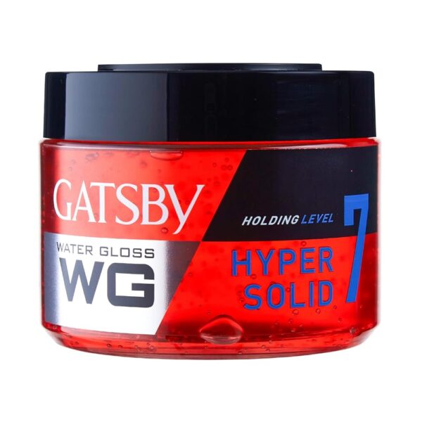 Gatsby Japan Water Gloss - Hyper Solid, Wet Look Hair Gel, Shine Effect, Long Lasting Hold, Non Sticky, Easy Wash Off, Holding Level 7, 300gm