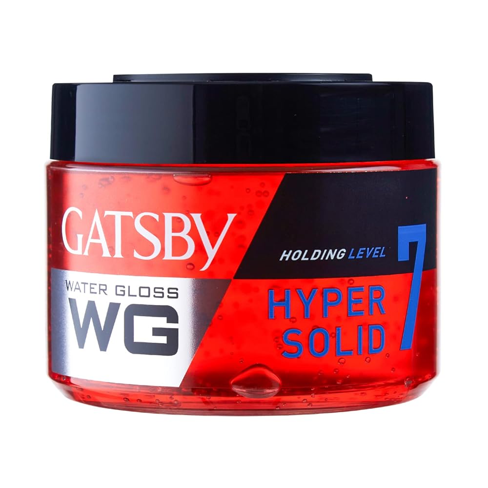 Gatsby Japan Water Gloss - Hyper Solid, Wet Look Hair Gel, Shine Effect, Long Lasting Hold, Non Sticky, Easy Wash Off, Holding Level 7, 300gm
