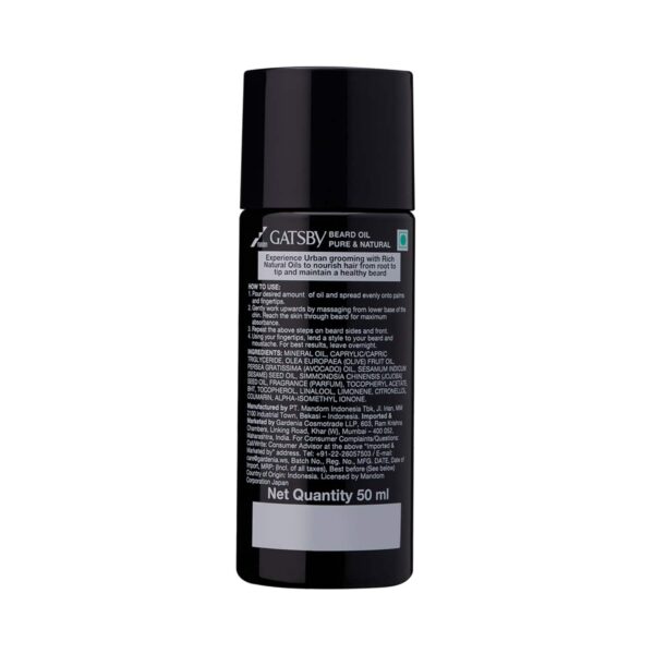 Gatsby Pure & Natural Beard Oil (50ml) - Gatsby