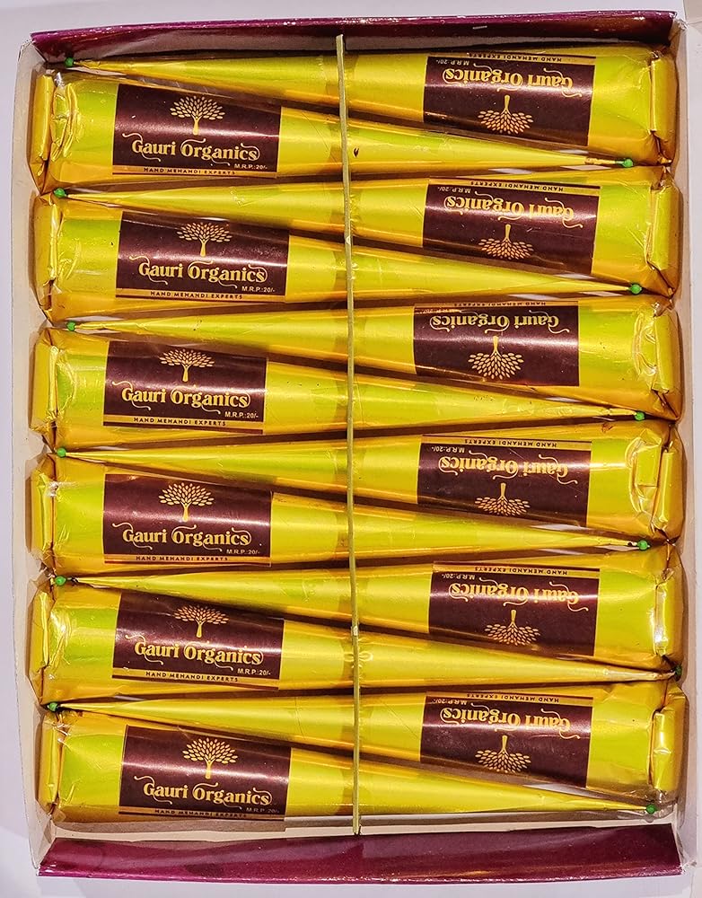 Gauri Organics Bridal 100% Natural Mehandi Cone for Body Art | Organic Mehandi Cone Pack of 2 Boxes