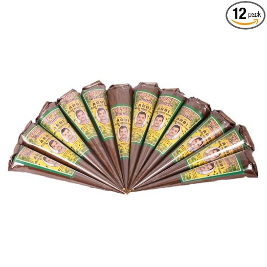 GEHLOT- Ultra Mehendi Cone | Natural and Herbal | No Chemical Used, Dark Longlasting Color| Each Box Contain 12pieces