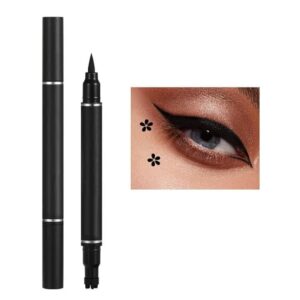 Ghelonadi 2 In 1 Eyeliner Pen Waterproof With Makeup Star Shape Stamp Double Heads For Body Face Painting Long Lasting Liquid Matte Eye Pen Makeup Tool Kit (Pack Of 1Pc), Black