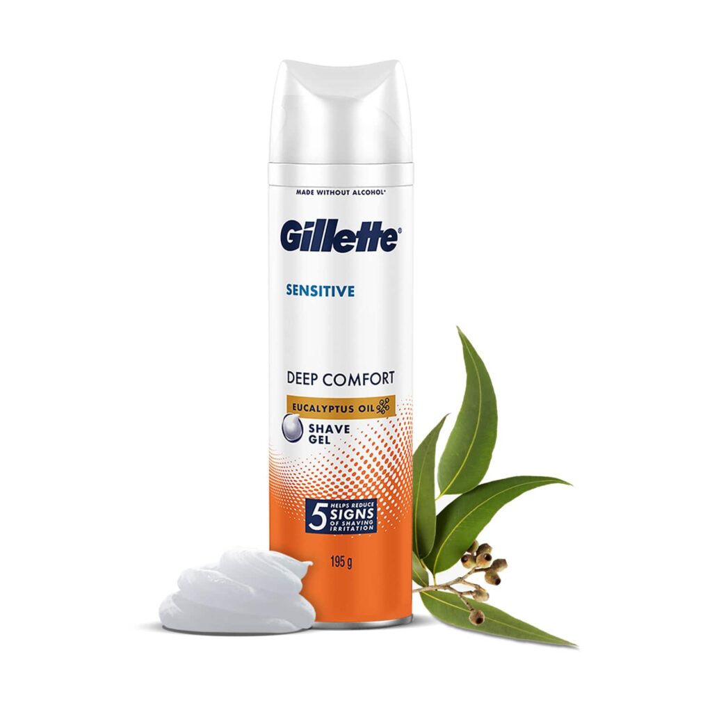 Gillette Sensitive Shaving Gel Deep Comfort with Aloe Vera (195g) - Gillette