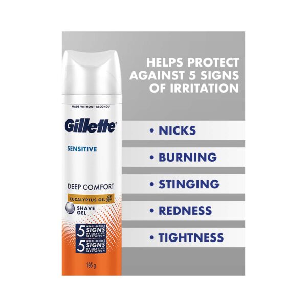 Gillette Sensitive Shaving Gel Deep Comfort with Aloe Vera (195g) - Gillette