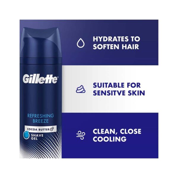 Gillette Shaving Gel Refreshing Breeze with Cocoa Butter (195g) - Gillette