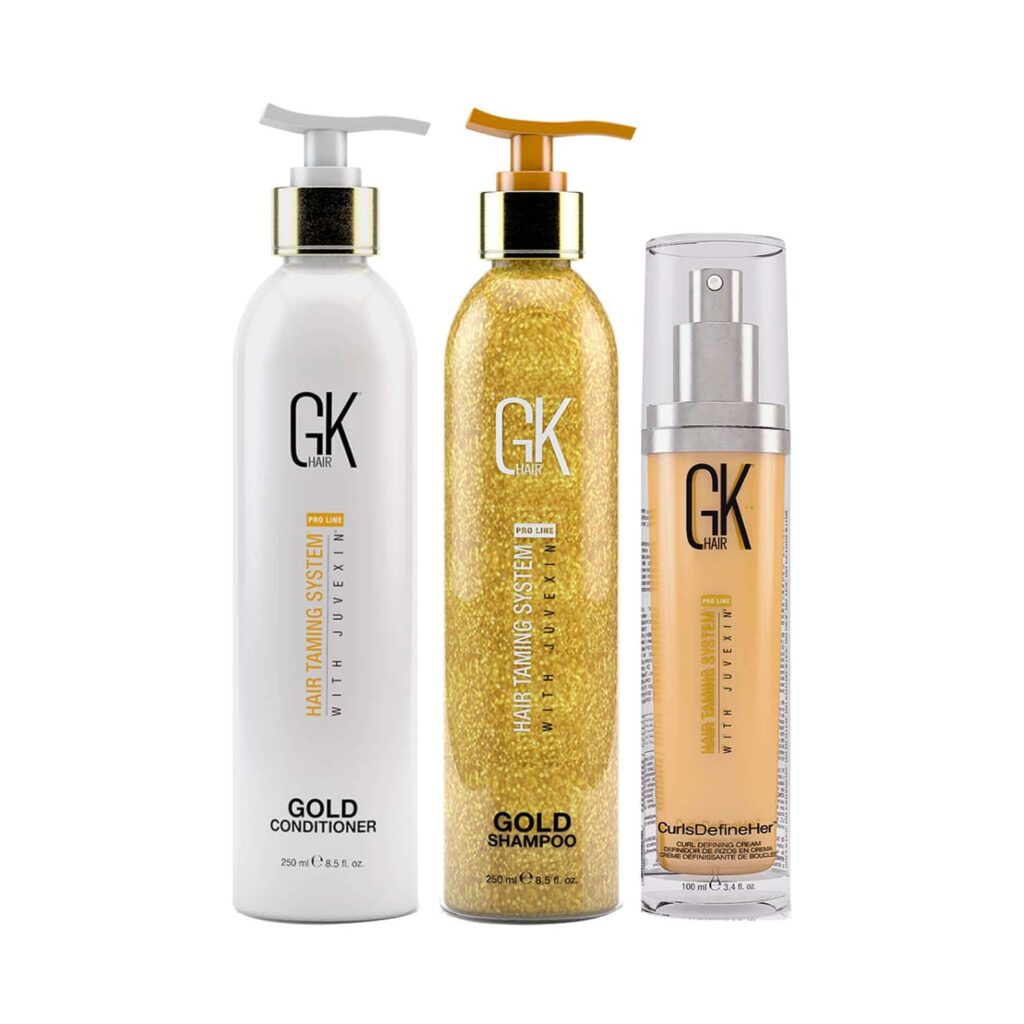 GK Hair Gold Shampoo and Conditioner (250 ml) with Curls Defineher Her (100 ml) - GK Hair