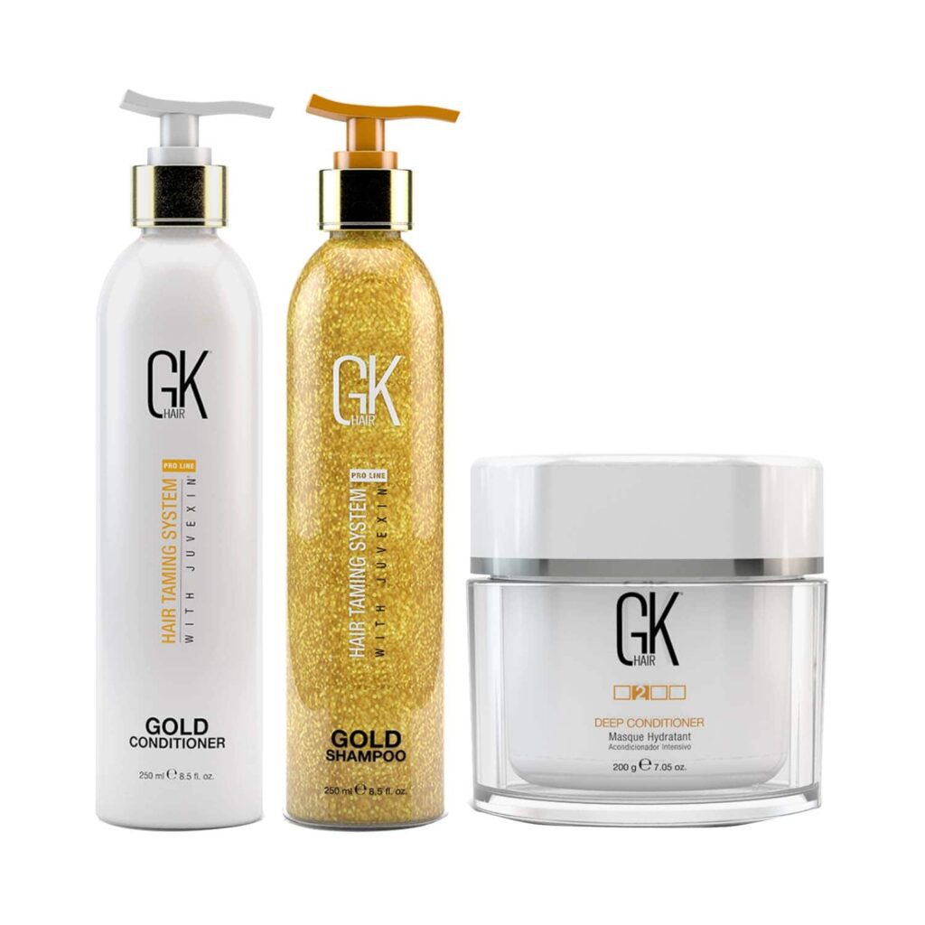 GK Hair Gold Shampoo and Conditioner (250 ml) with Deep Conditioner Masque (200 g) - GK Hair