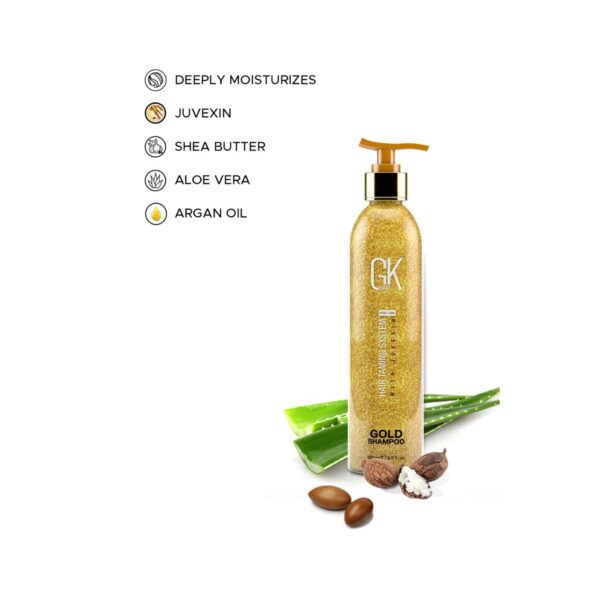 GK Hair Gold Shampoo and Conditioner (250 ml) with Thermal styler Cream (100 ml) - GK Hair