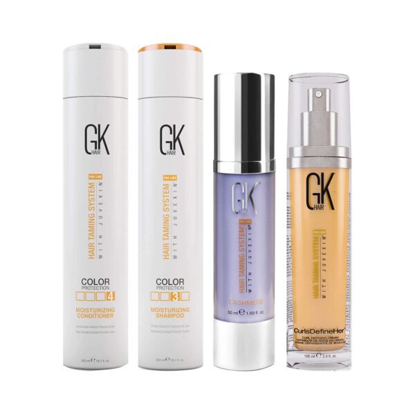 GK Hair Moisturizing Shampoo and Conditioner (300 ml), Cashmere (50 ml), Curls Defineher Spray Combo - GK Hair