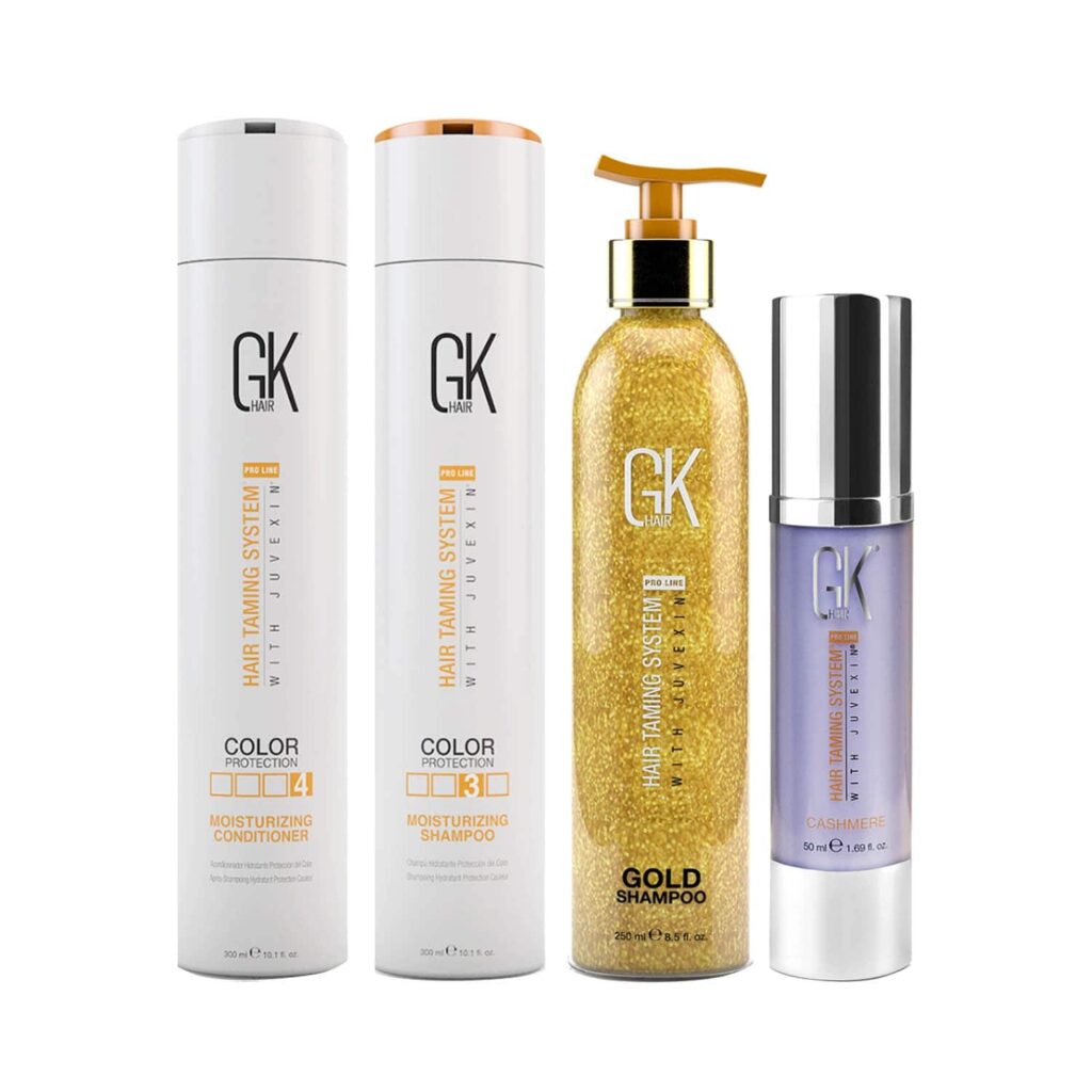 GK Hair Moisturizing Shampoo and Conditioner(300 ml) with Cashmere (50 ml) and Gold Shampoo (250 ml) - GK Hair