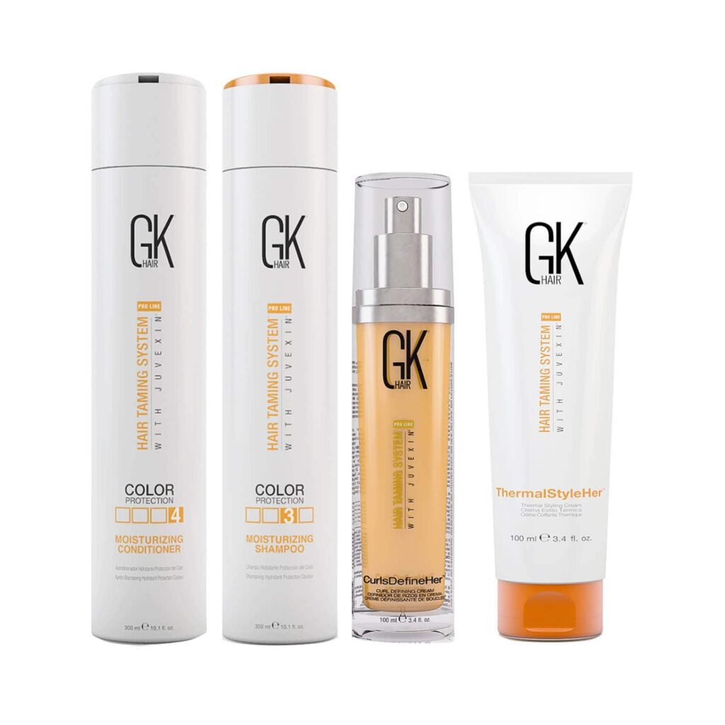 GK Hair Moisturizing Shampoo and Conditioner(300 ml) with Curls Defineher,Thermal Styler Cream Combo - GK Hair