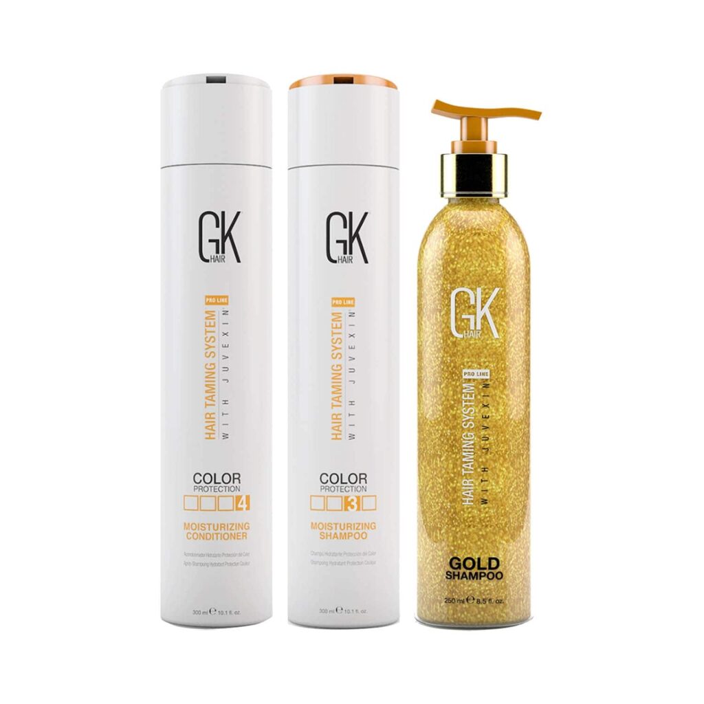 GK Hair Moisturizing Shampoo and Conditioner(300 ml) with Gold Shampoo (250 ml) - GK Hair