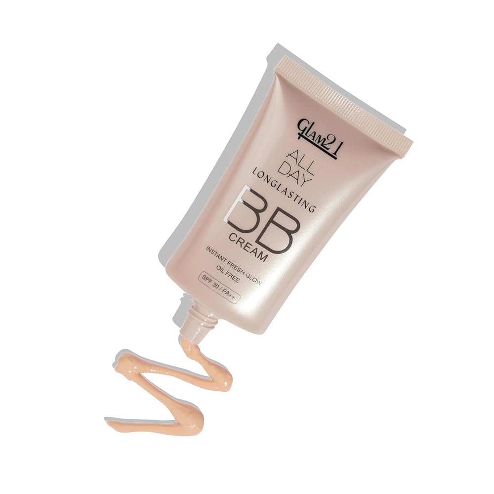 Glam 21 BB Cream, Longlasting Oil Free Sun Protection Formula with SPF 30, Lightweight, Non Greasy Creamy Texture for All Skin, 40g - Shade-01