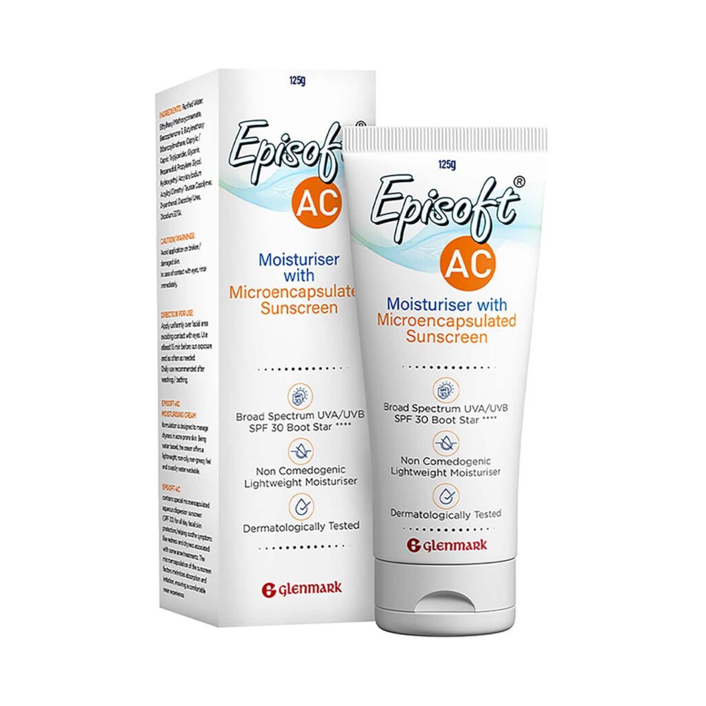Glenmark Episoft AC Moisturizer with Microencapsulated Sunscreen SPF 30+ (125 g) - Episoft