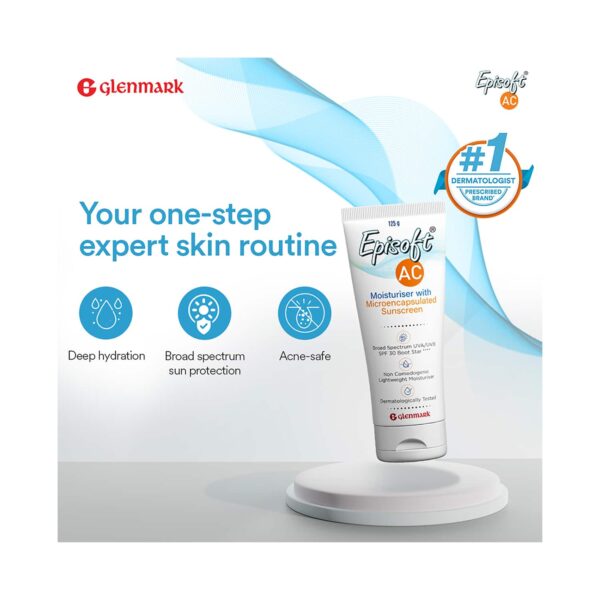 Glenmark Episoft AC Moisturizer with Microencapsulated Sunscreen SPF 30+ (125 g) - Episoft