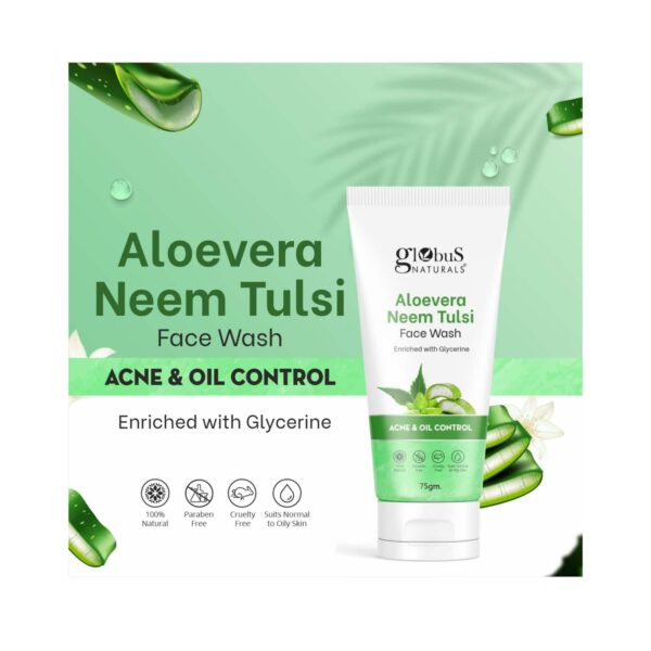 Globus Naturals Acne & Oil Control Aloe Vera Neem Tulsi & Hydro Boost Lavender Face Wash Combo (2 Pcs) - Globus Naturals