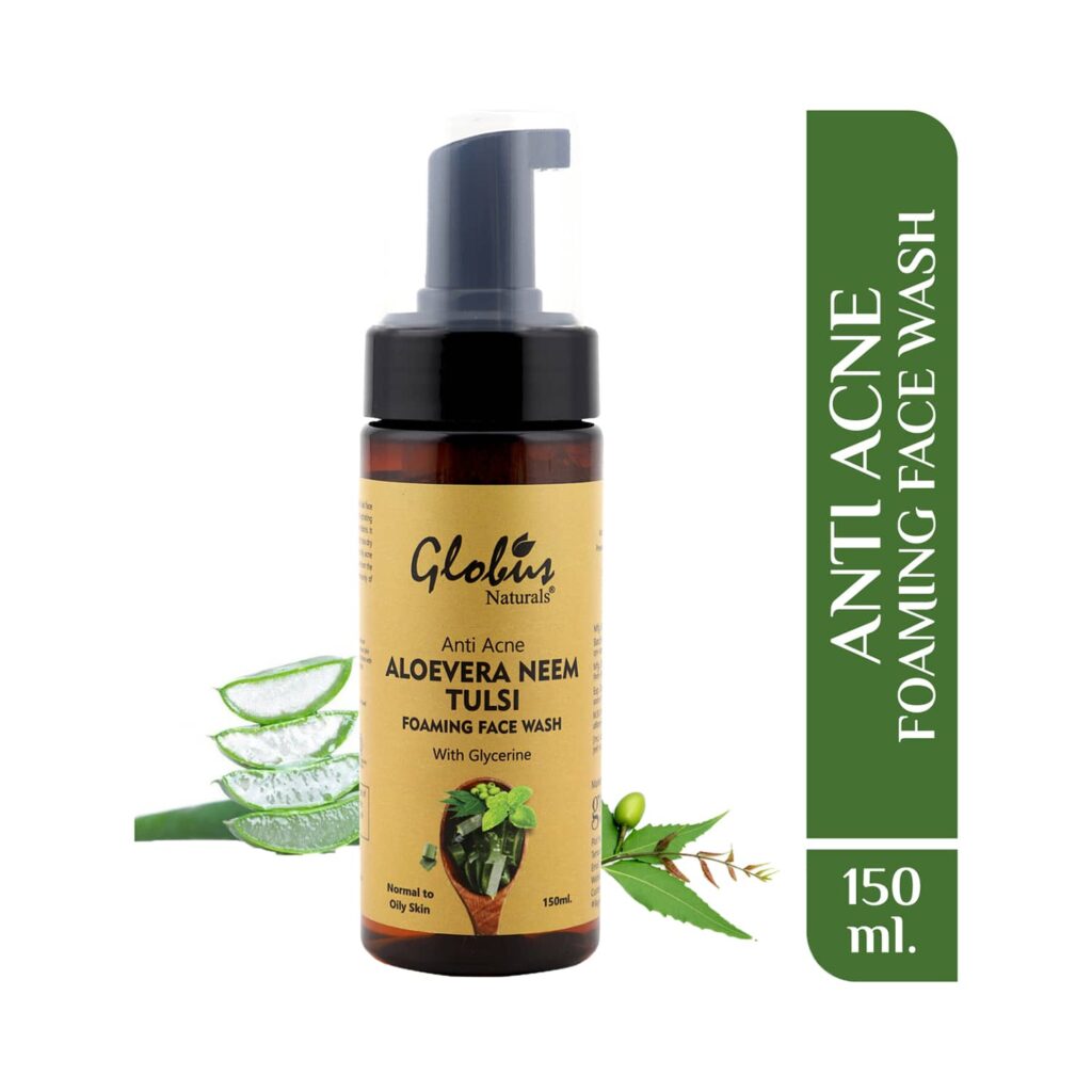 Globus Naturals Aloe Vera Neem Tulsi Foaming Face Wash (150ml) - Globus Naturals