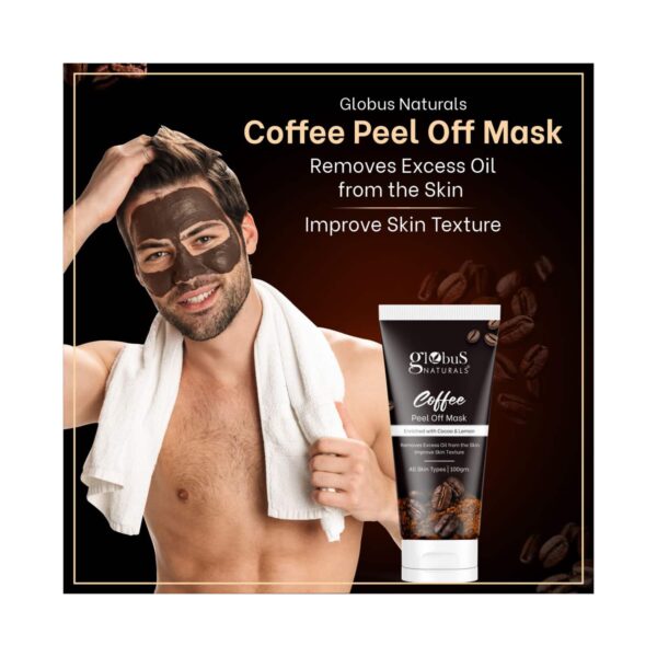 Globus Naturals Anti Acne Coffee , Glycolic & 1% Salicylic Acid Peel Off Mask Combo For Men (2 Pcs) - Globus Naturals