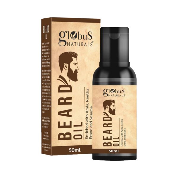Globus Naturals Beard Oil Enriched With Amla, Reetha Erand & Sesame Oil (50ml) - Globus Naturals