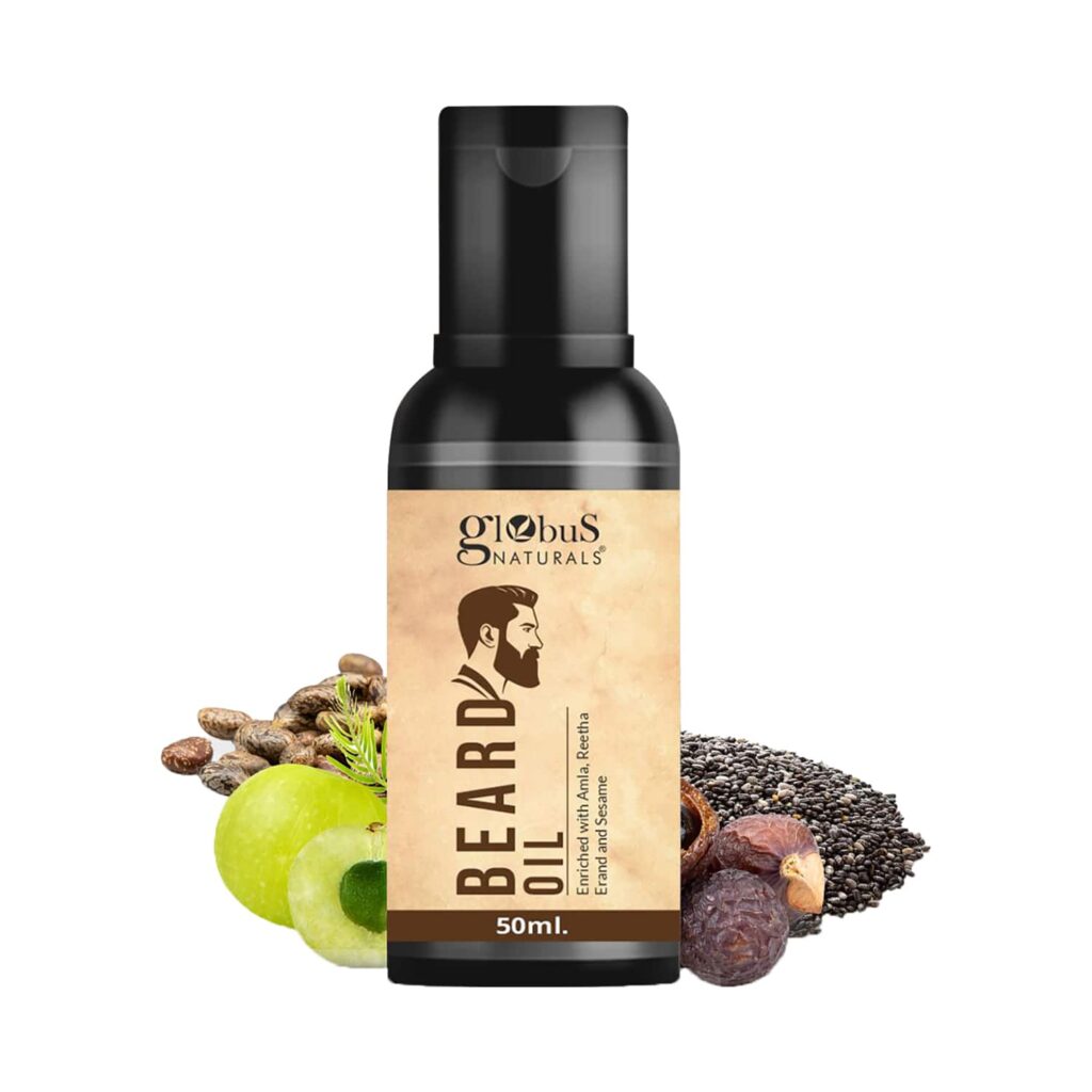 Globus Naturals Beard Oil Enriched With Amla, Reetha Erand & Sesame Oil (50ml) - Globus Naturals