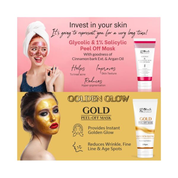 Globus Naturals Brightening & Anti Acne Peel Off Mask Combo (2 Pcs) - Globus Naturals