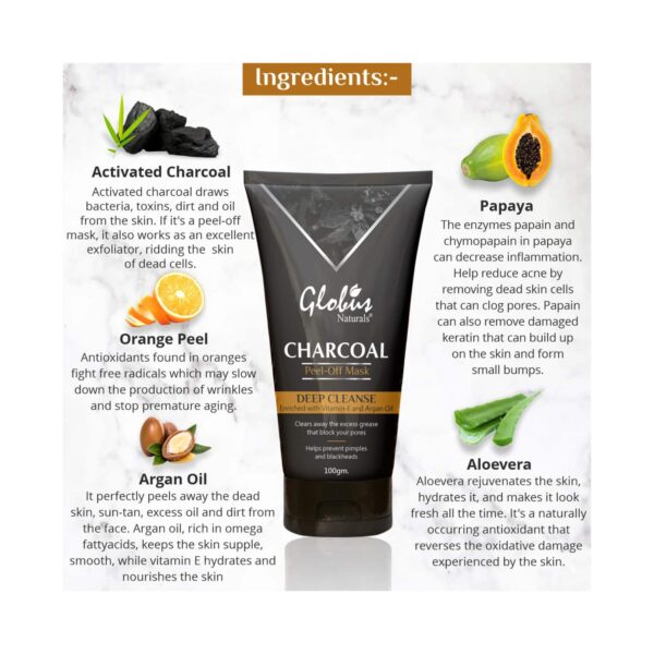 Globus Naturals Charcoal Peel Off Mask - (3Pcs) - Globus Naturals