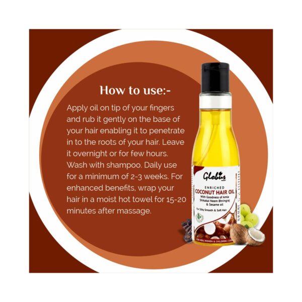 Globus Naturals Coconut Hair Oil With Goodness Of Amla Shikakai Neem Bhringraj & Sesame Oil (100ml) - Globus Naturals