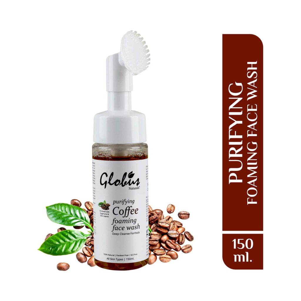 Globus Naturals Coffee Brightening Foaming Face Wash With Silicon Massage Brush (150ml) - Globus Naturals