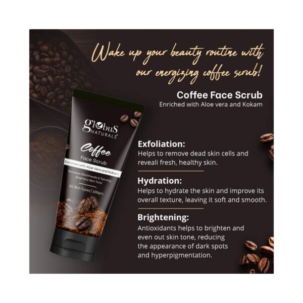 Globus Naturals Coffee Face Scrub Removes Blackheads & Tanning, Brightens Skin Tone Combo (2 Pcs) - Globus Naturals