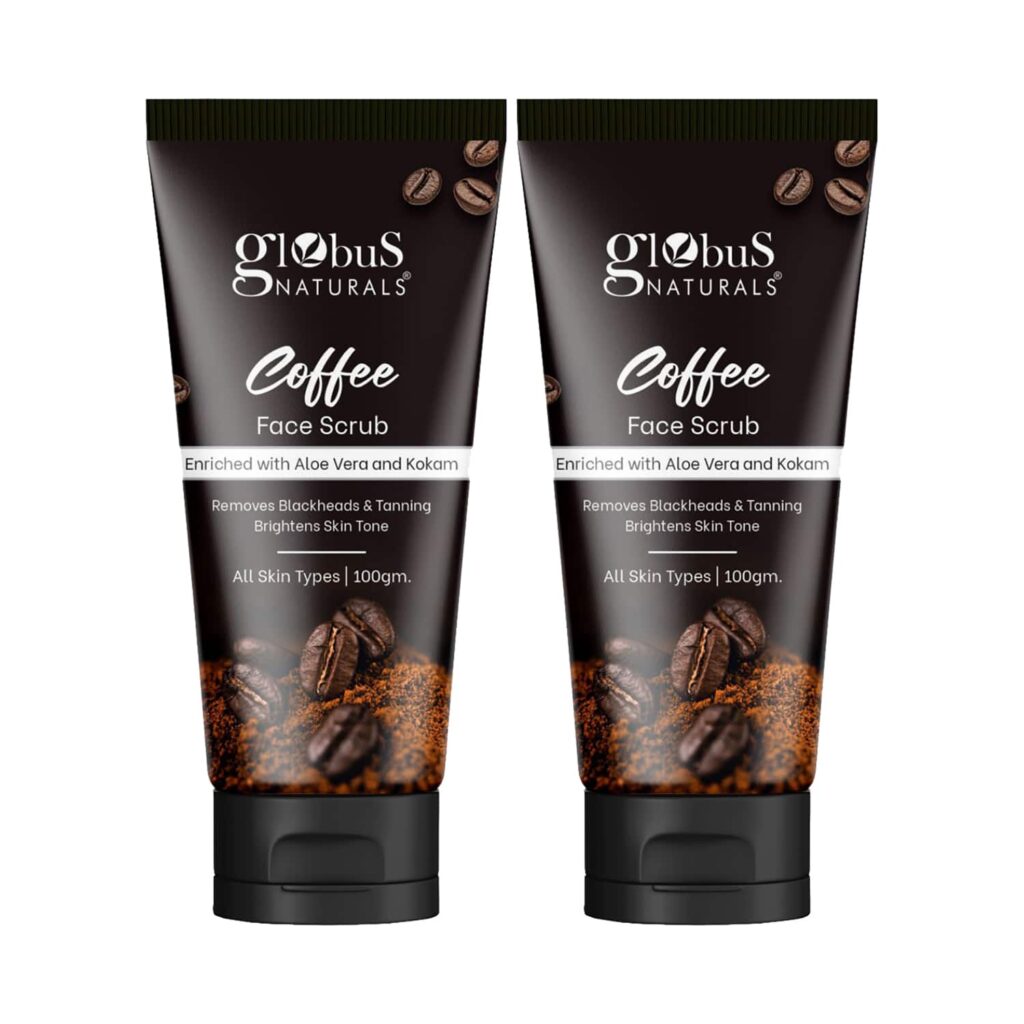 Globus Naturals Coffee Face Scrub Removes Blackheads & Tanning, Brightens Skin Tone Combo (2 Pcs) - Globus Naturals