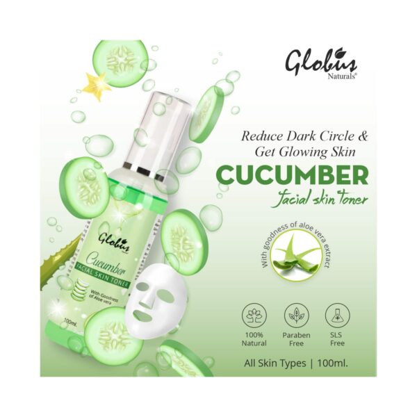 Globus Naturals Cucumber Facial Skin Toner With Goodness Of Aloe Vera Extract (100ml) - Globus Naturals