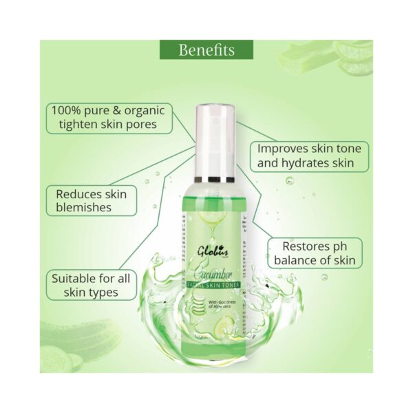 Globus Naturals Cucumber Facial Skin Toner With Goodness Of Aloe Vera Extract (100ml) - Globus Naturals