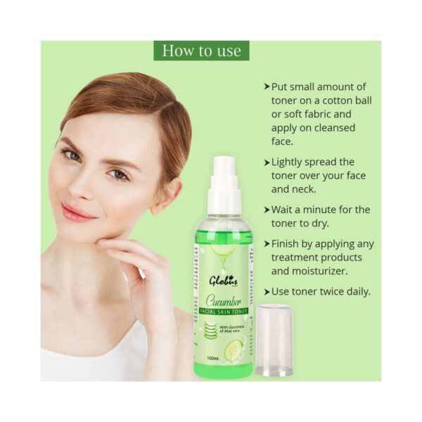 Globus Naturals Cucumber Facial Skin Toner With Goodness Of Aloe Vera Extract (100ml) - Globus Naturals