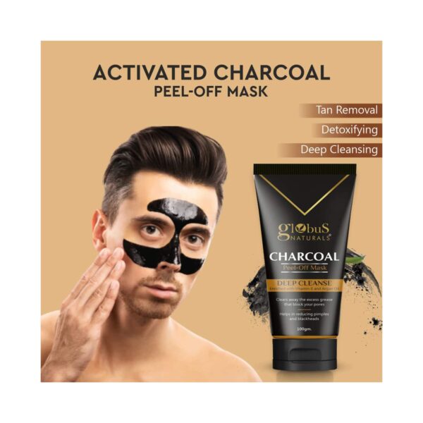 Globus Naturals Deep Cleanse Charcoal & Glycolic & 1% Salicylic Acid Peel Off Mask Combo ( Men) (2pc) - Globus Naturals