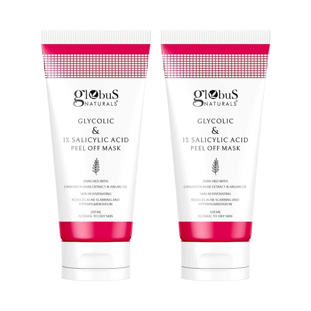 Globus Naturals Glycolic & 1% Salicylic Acid Anti Acne Peel Off Mask (2 Pcs) - Globus Naturals