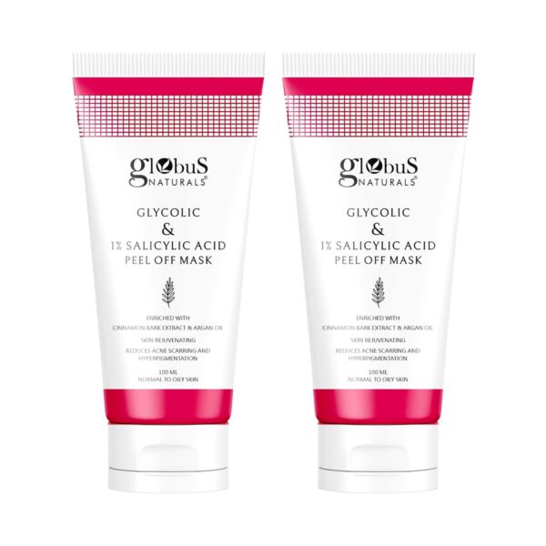 Globus Naturals Glycolic & 1% Salicylic Acid Anti Acne Peel Off Mask (2 Pcs) - Globus Naturals