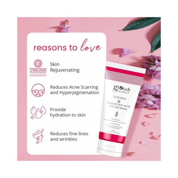 Globus Naturals Glycolic & 1% Salicylic Acid Anti Acne Peel Off Mask (2 Pcs) - Globus Naturals