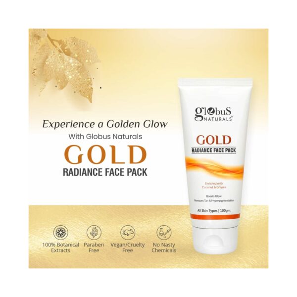 Globus Naturals Gold Radiance Anti Ageing & Brightening Face Pack Enriched With Saffron (2 Pcs) - Globus Naturals